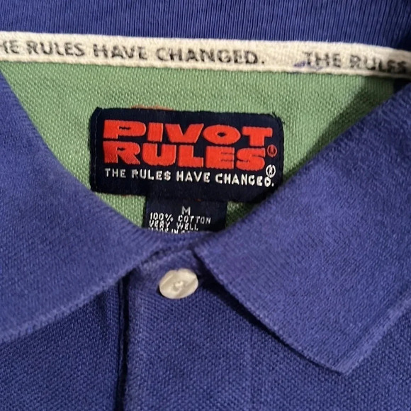 Pivot Rules Blue Embroidered Golf Players Golf Collared Polo Size Medium - Picture 5 of 5